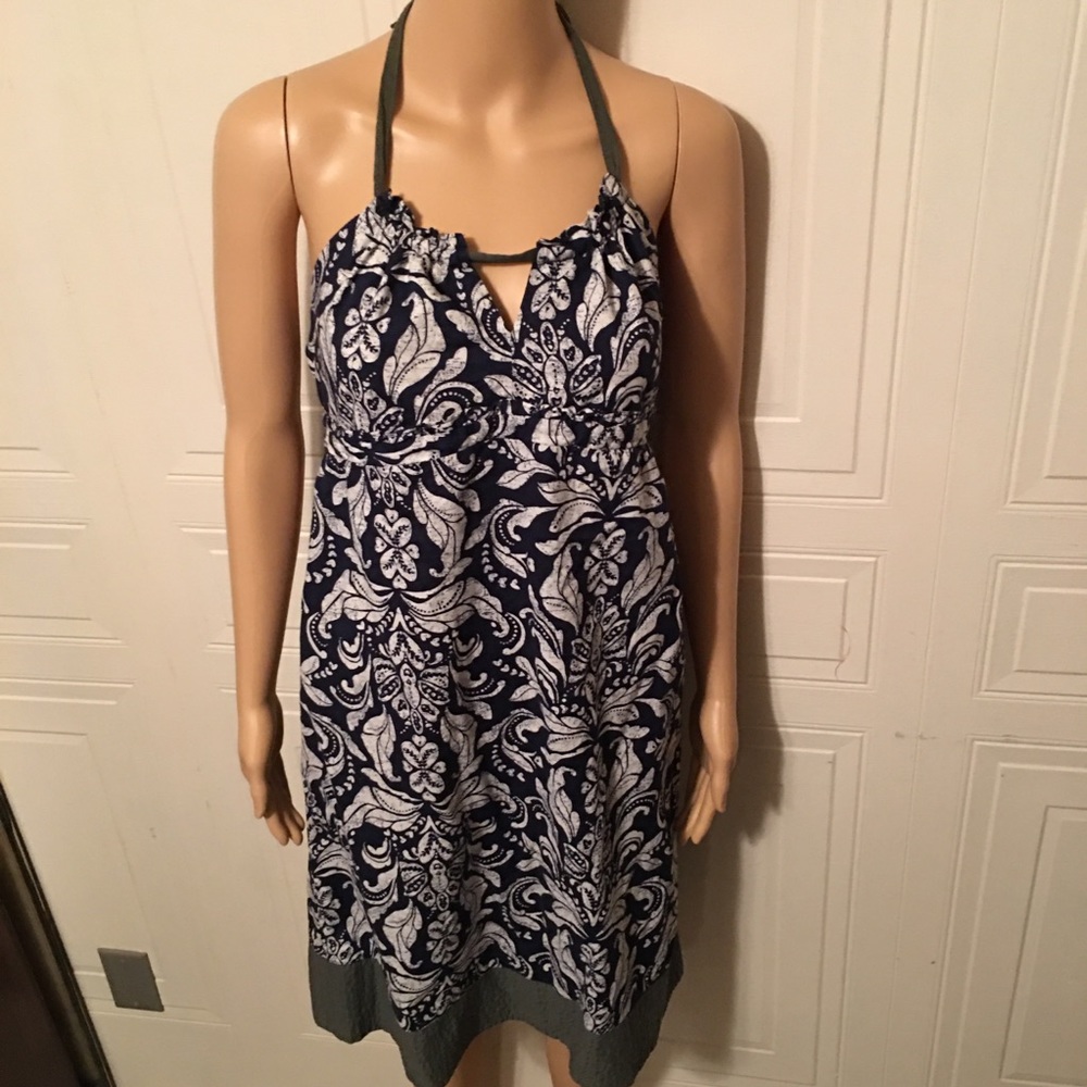 American Eagle halter tie dress, side zip elastic waist(back)for a fitted look